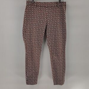 H&M Medallion Cropped Retro Pixie Pant Size 8 Zip Side rust White And Navy Color